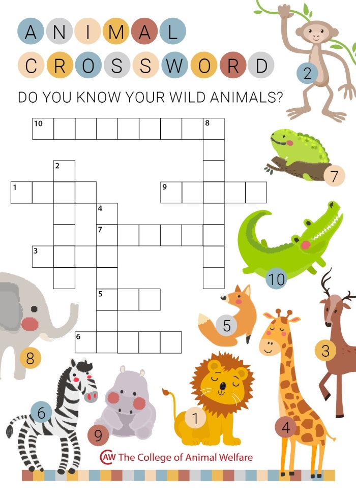 Kindergarten students solving a farm animal picture crossword puzzle worksheet