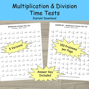 Worksheet featuring a variety of 48 mixed division problems for third-grade students