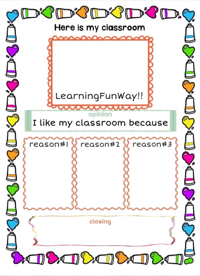 Opinion writing prompt and rubric for discovering favorite school subjects Students engaging with the Favorite Subject Opinion Writing worksheet for second grade