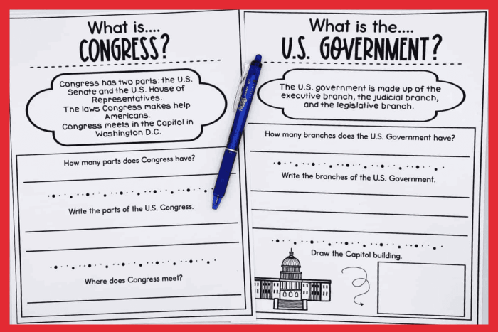 Interactive social studies worksheet image showcasing key government buildings for young learners Federal Government worksheet for second graders featuring a matching activity about the White House and U.S. Capitol