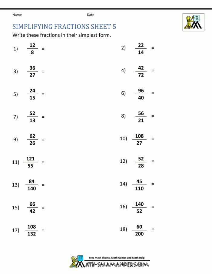 Image of a worksheet where fourth graders convert improper fractions to mixed numbers while feeding their alien pet.