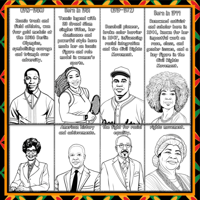 Inspiring Black American heroes featured on a worksheet with cut-out cards for fifth graders