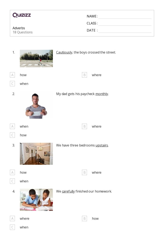 Grammar Review: Adverbs Practice Worksheet Image 3 Worksheet featuring grammar exercises on adverbs for fifth graders