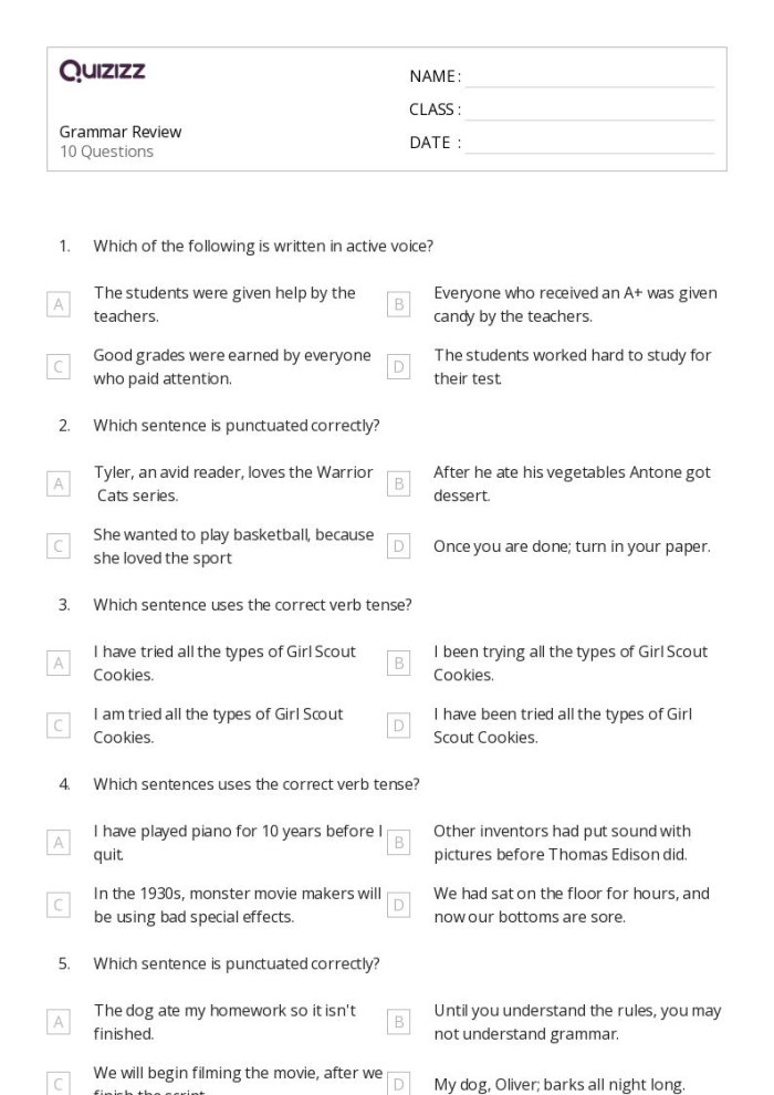 Fifth Grade Grammar Review: Adverbs worksheet image showcasing practice activities Adverbs grammar worksheet for fifth graders, featuring practice problems for identification and correction