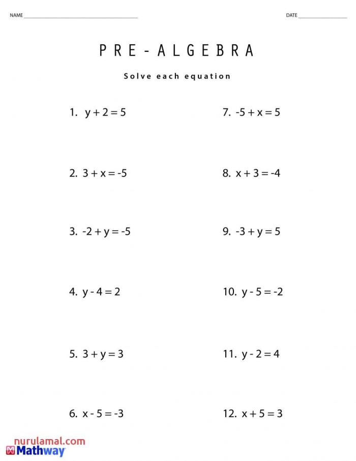 Mixed Operations worksheet for Fifth Grade Colorful pumpkins and autumn leaves adorn a fifth-grade pre-algebra equations worksheet. Fun fall-themed pre-algebra equations for fifth graders to enjoy.