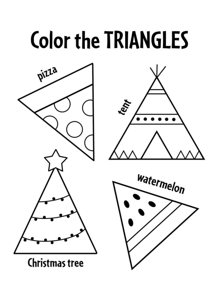 Fifth grade math worksheet showing triangles sorted by angle types including acute right and obtuse examples for classification practice