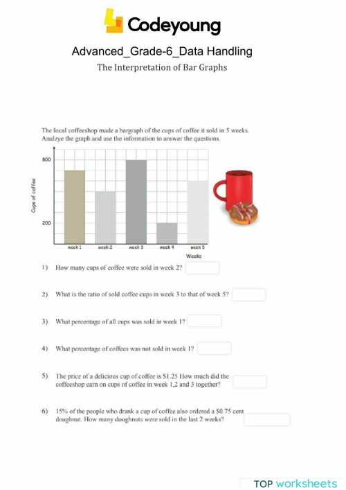 Interpreting Bar Chart Graphs Worksheet Number 10 Fifth grade student working on an interpreting bar chart graphs worksheet