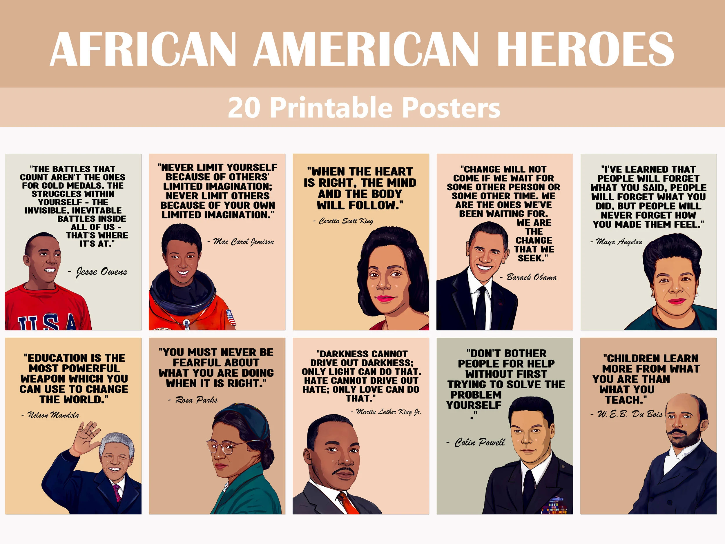 Fifth grade students cut out educational cards featuring portraits and biographies of twelve historic Black American leaders.