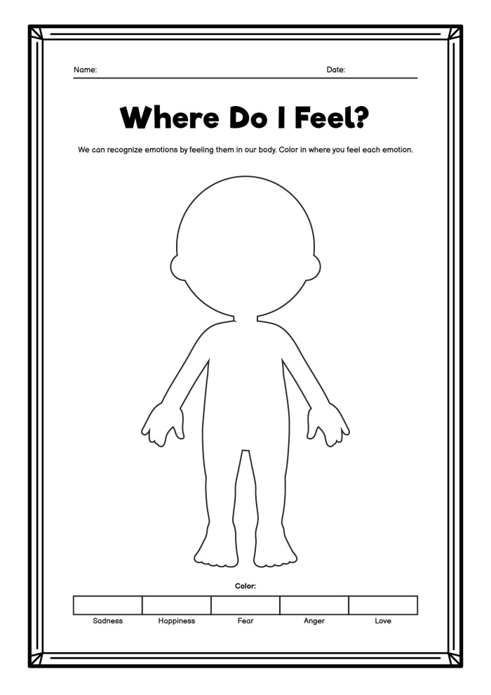 Fifth grade students coloring a human body outline diagram for a life science lesson