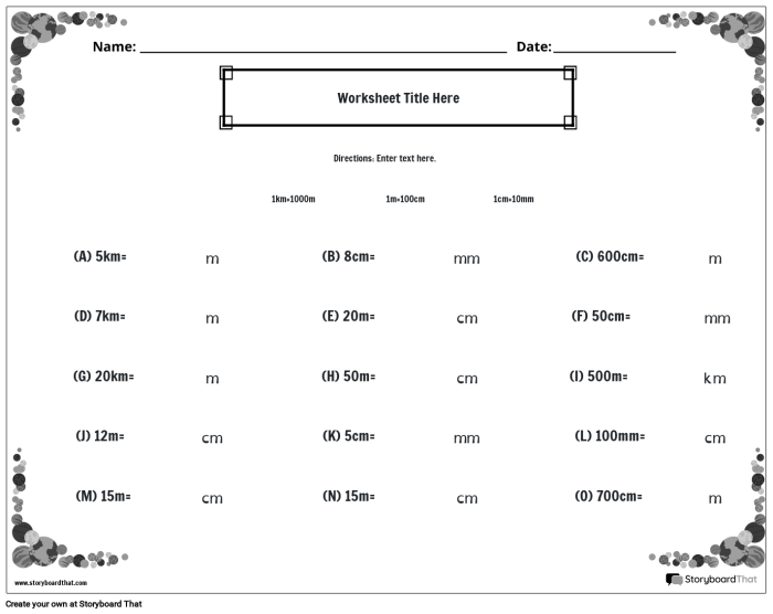 Metric Measuring worksheet featuring a fun candy shop theme for fifth graders
