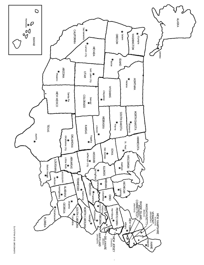 Interactive U.S. Map with Capitals challenge for students U.S. map worksheet for fifth graders featuring capitals to fill in