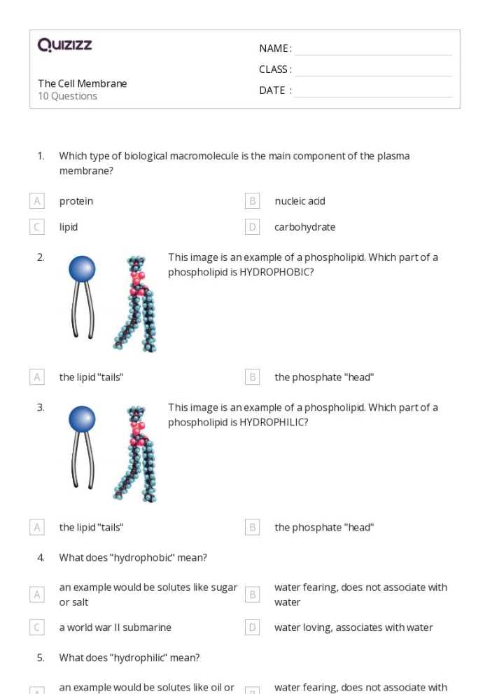 Fifth grade science worksheet featuring a cell diagram for practicing subtraction through color by number activities