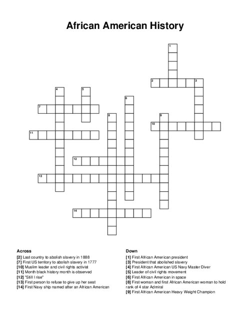 Fifth grade crossword puzzle worksheet about important figures and events from the American civil rights movement during the 1950s and 1960s