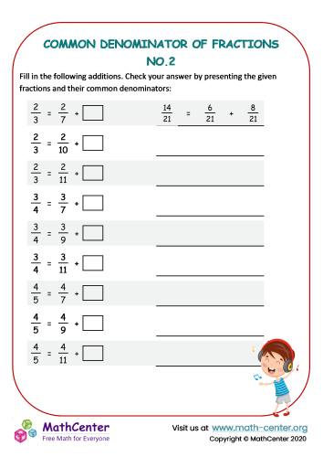 Fifth grade math cards for comparing two strategies to find common denominators