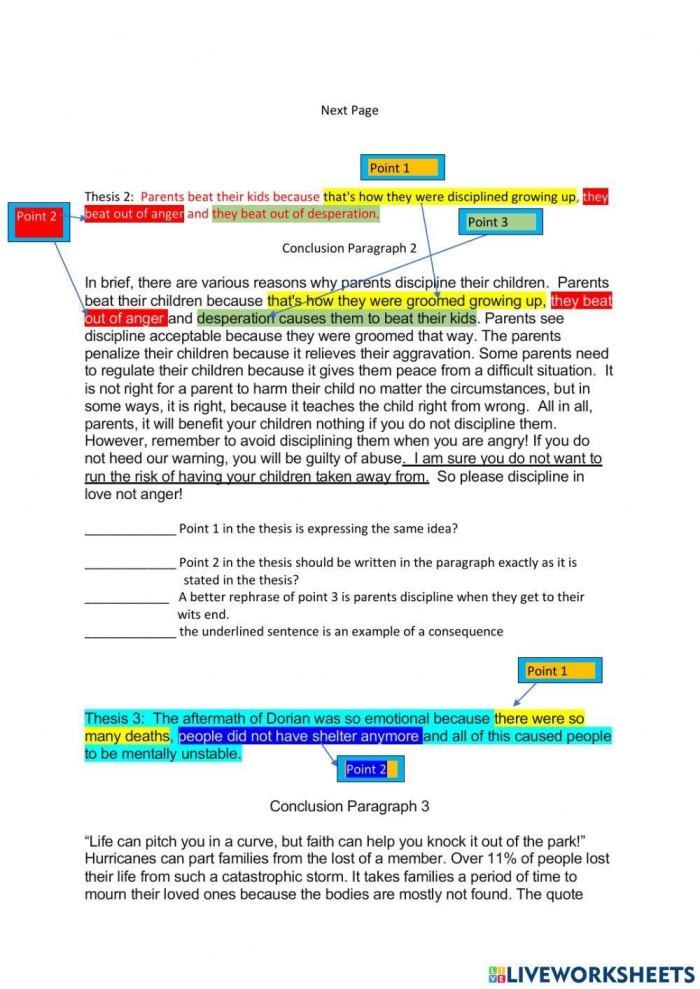 Worksheet featuring fifth graders practicing impactful conclusion writing in algebra