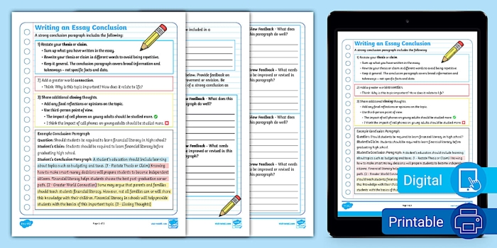Worksheet for fifth graders to practice crafting impactful conclusions in writing