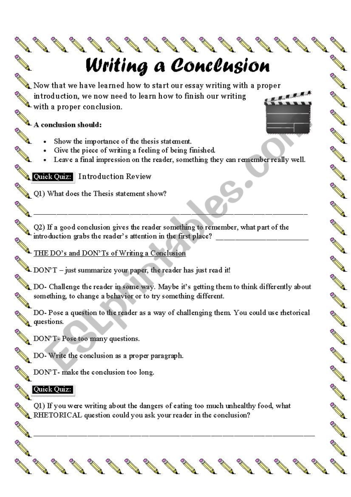Practice Writing a Conclusion worksheet for fifth graders in algebra, focusing on impactful endings
