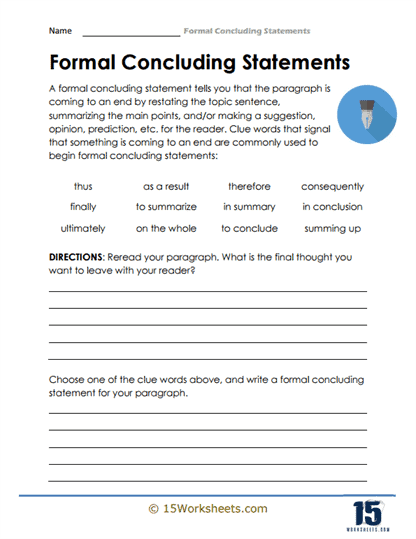 Worksheet for practicing impactful conclusion writing in algebra for fifth graders