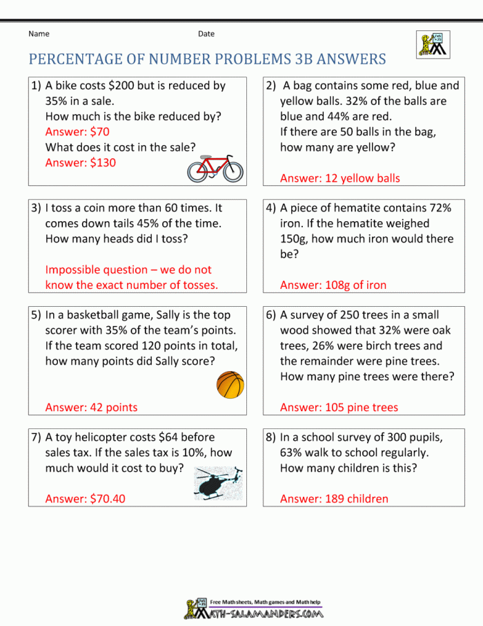 Engaging worksheet to help students learn about percentages in real-life scenarios Percentage word problems worksheet for fifth graders focusing on consumer math situations