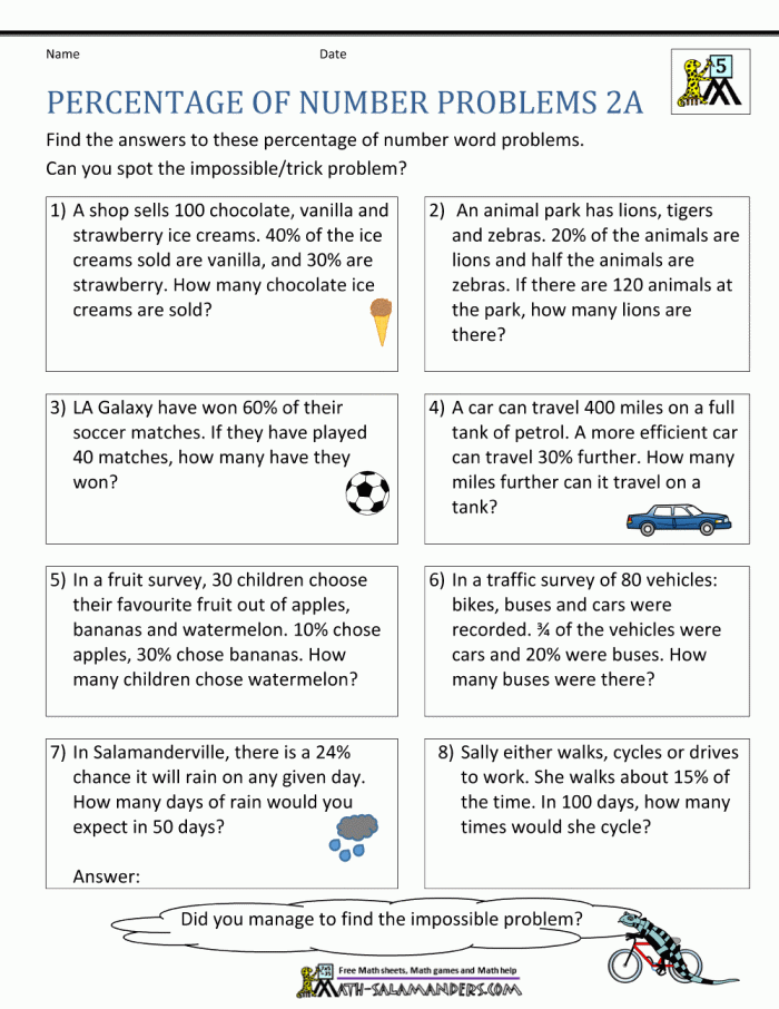 Writing worksheet for Fifth Grade Percentage word problems worksheet for fifth-grade students focusing on consumer math concepts. Engaging exercises to help children understand percentages in real-life scenarios.
