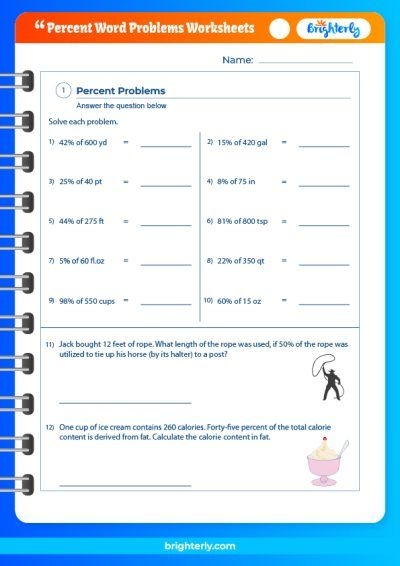 Engaging fifth-grade worksheet featuring percentage-based word problems related to everyday money scenarios Percentage word problems worksheet for fifth graders focusing on consumer math concepts