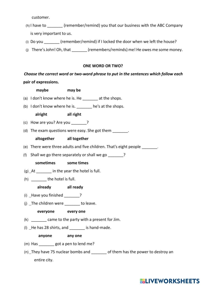 Pairing Up Words Worksheet Number 24 for Fifth Grade Language Arts Fifth grade worksheet focusing on pairing words to create contractions and hyphenated compounds