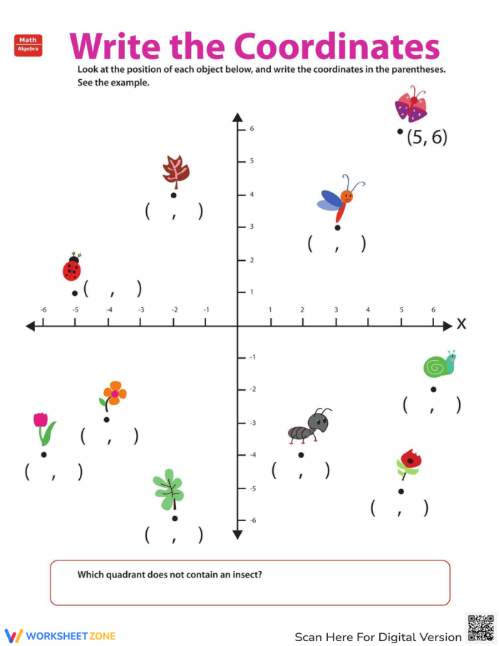 Bright and engaging worksheet for fifth graders focusing on ordered pairs and coordinates