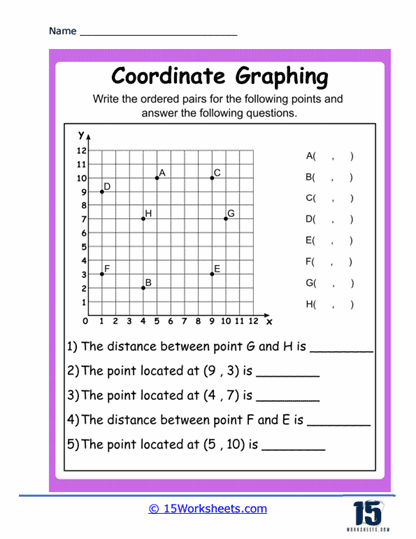 Cheerful worksheet for fifth graders focusing on ordered pairs and coordinates