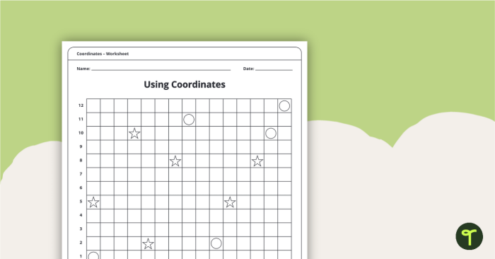 Worksheet for fifth graders to enhance coordinate plane skills while helping Roly find ice cream Roly navigating a coordinate plane to reach the ice cream on the Practice with Coordinates worksheet
