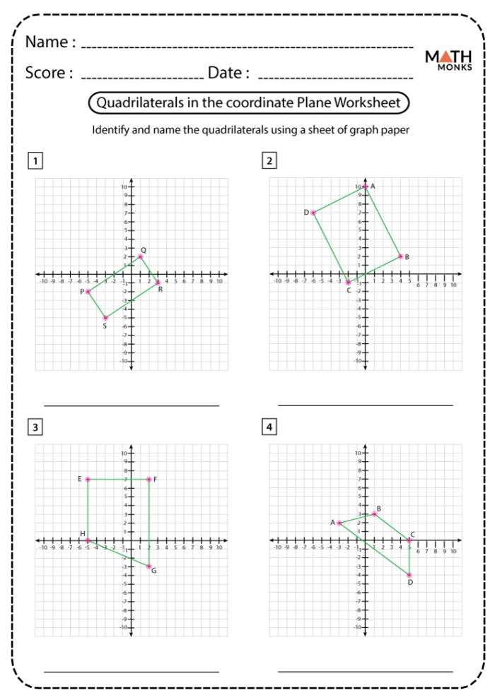 Fifth grade student working on a coordinate plane vocabulary worksheet