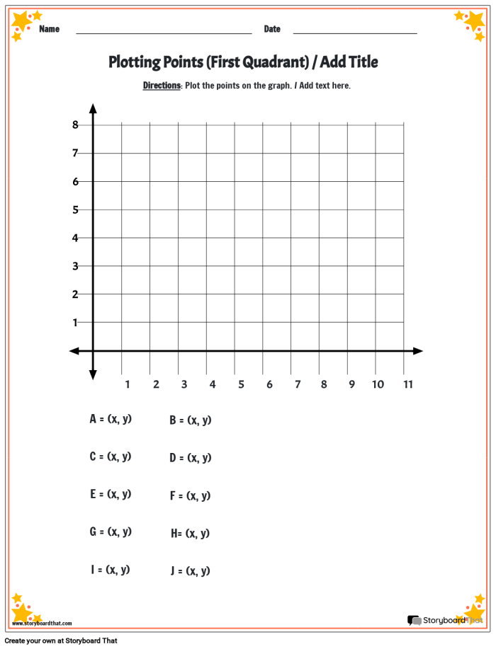 Fifth grade student practicing coordinate plane points and geometric translations on a math worksheet