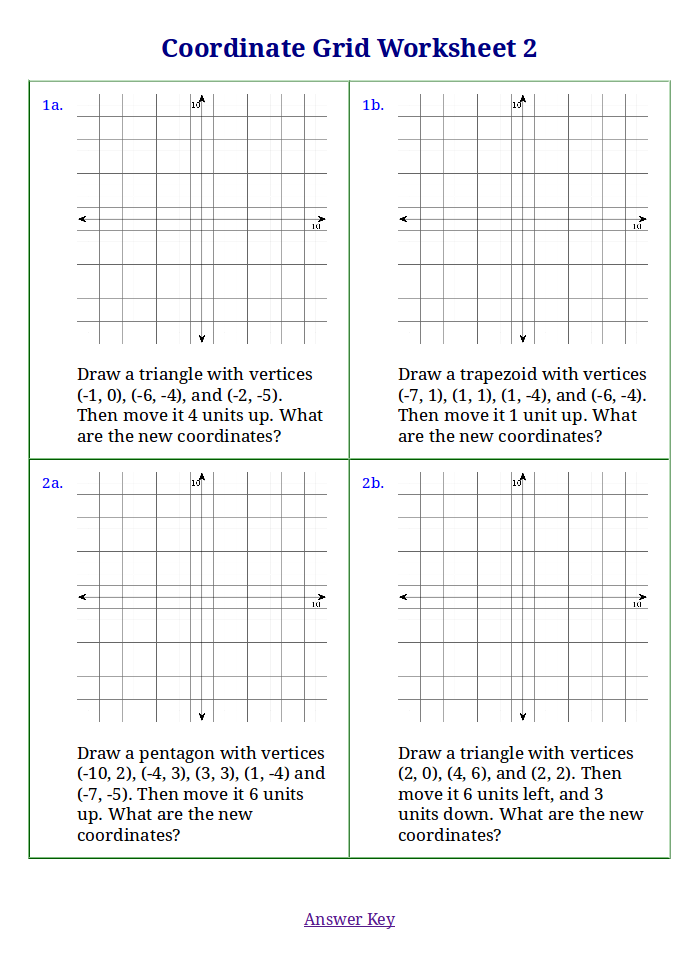 Students playing a coordinate grid detective game to practice plotting ordered pairs on a geometry worksheet for fifth grade