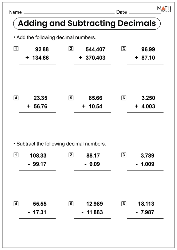 Fifth grade math quiz worksheet showing decimal addition problems to the hundredths place with answer spaces