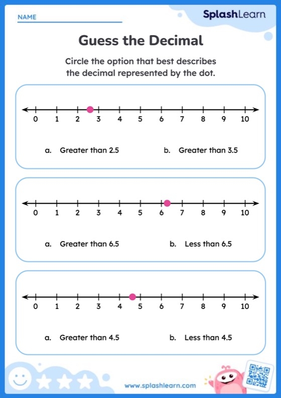 Children practicing dividing decimals in a fifth-grade math worksheet