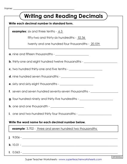 Fifth grade math worksheet featuring practice problems for dividing multi-digit decimal numbers