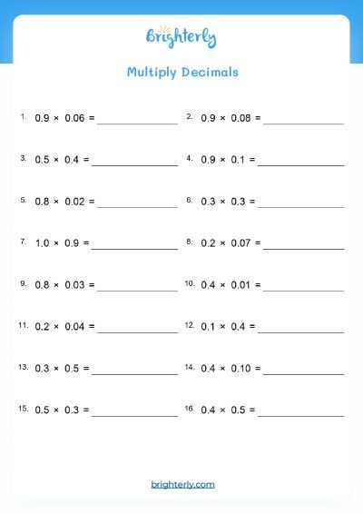 Fifth Grade Multiplying Decimals Worksheet - Image 23 Worksheet for practicing multiplying decimals with step-by-step instructions