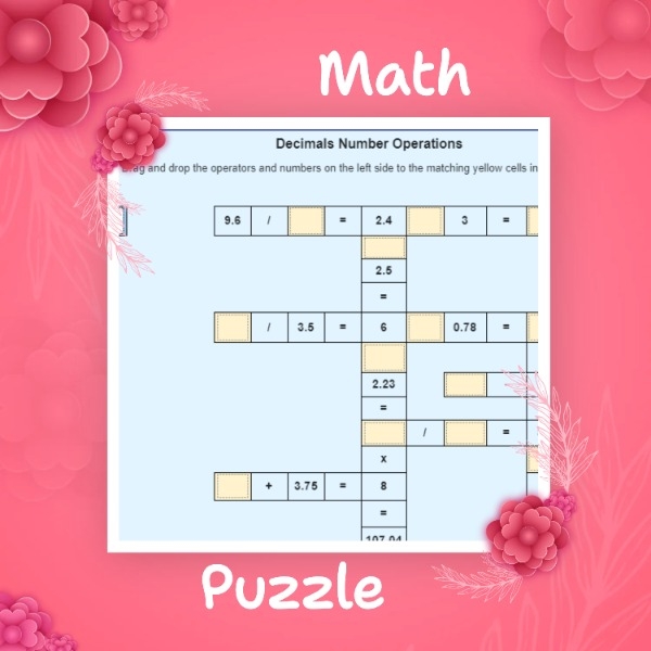 Engaging math activity to enhance decimal operation skills Worksheet featuring a Decimal Operations Puzzle for fifth graders