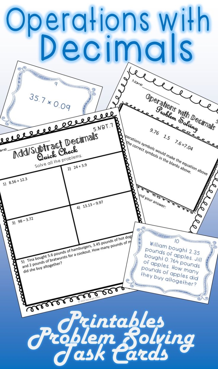 Engaging math activity to test decimal operations knowledge Decimal Operations Puzzle worksheet for fifth graders challenging their math skills