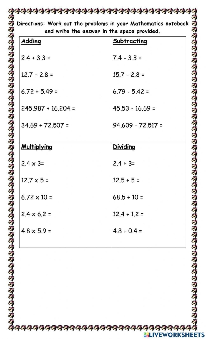 Decimal Operations: Follow the Path worksheet for engaging practice Worksheet featuring decimal operations for fifth graders to enhance their skills