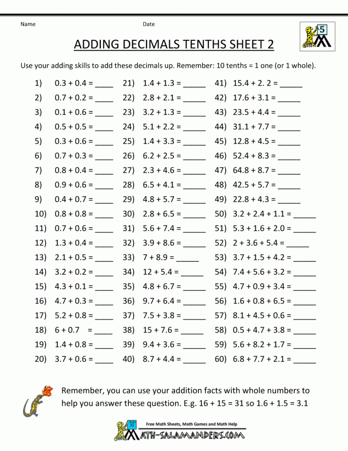 Decimal Operations: Follow the Path worksheet for engaging learning in data and graphing Worksheet featuring decimal operations for fifth graders to practice mixed calculations