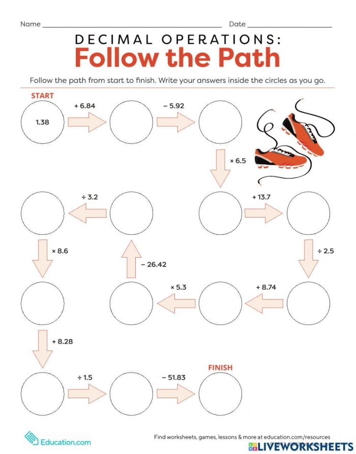 Fun and educational math activity to enhance decimal skills in students Decimal Operations Puzzle worksheet for fifth graders featuring engaging math challenges