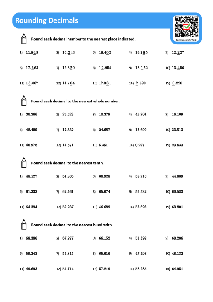 Rounding Decimals Practice Worksheet for Fifth Grade Lesson 17 Fifth grade student completing a math worksheet on rounding and comparing decimals