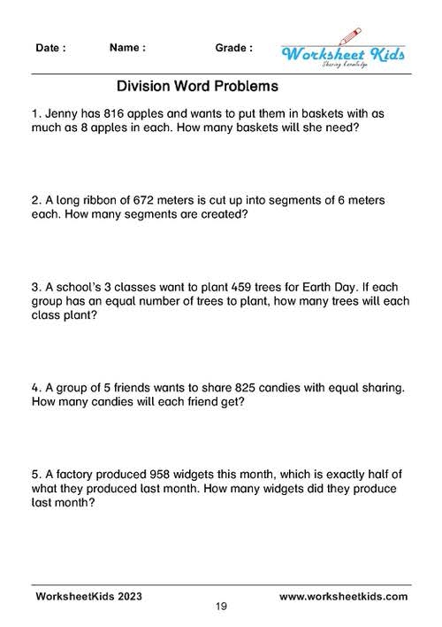 Division Word Problems Worksheet for Fifth Graders in Action Children working on division word problems in a fifth-grade math worksheet