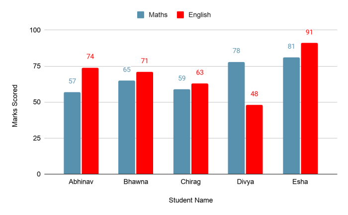 Fifth grade student solving an interpreting double bar graphs worksheet