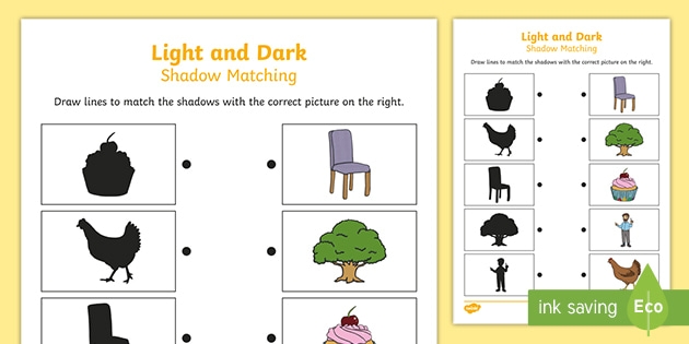 Worksheet demonstrating techniques for drawing light and shadow effects
