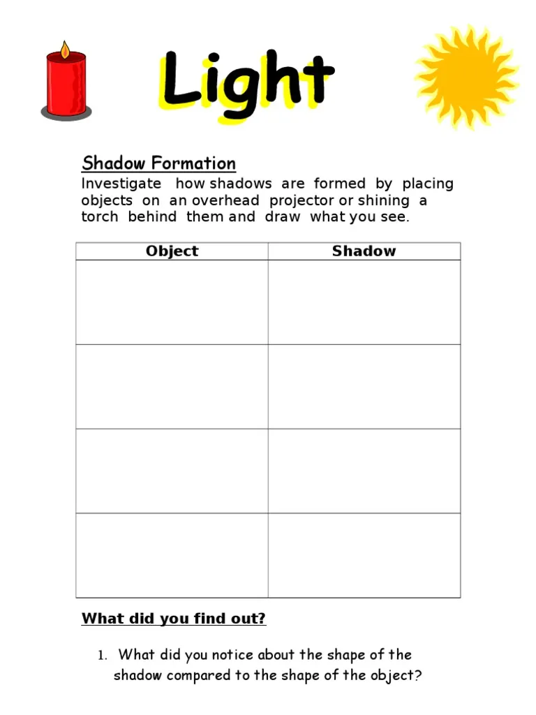 Worksheet for mastering light and shadow techniques in drawing