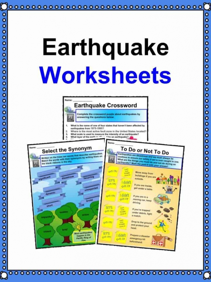 Worksheet on earthquake science for fifth graders focusing on geometry concepts