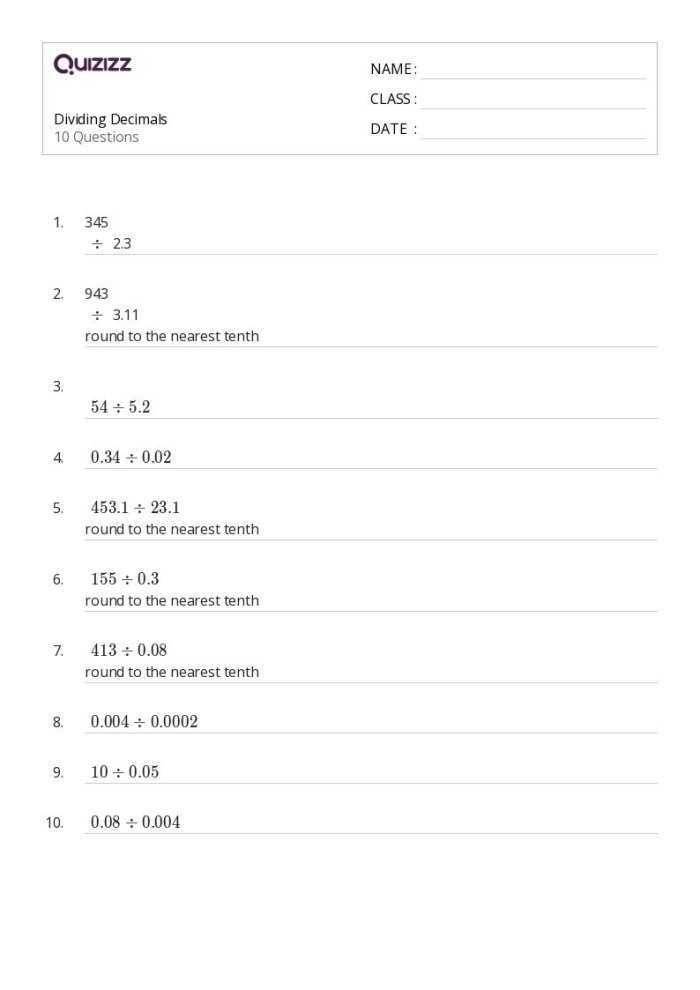 Fifth grade student solving division of decimal problems with Easter treats and spring-themed money math activities