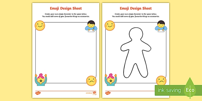 Fifth grade student completing a Design Your Own Emoji worksheet for a geography class