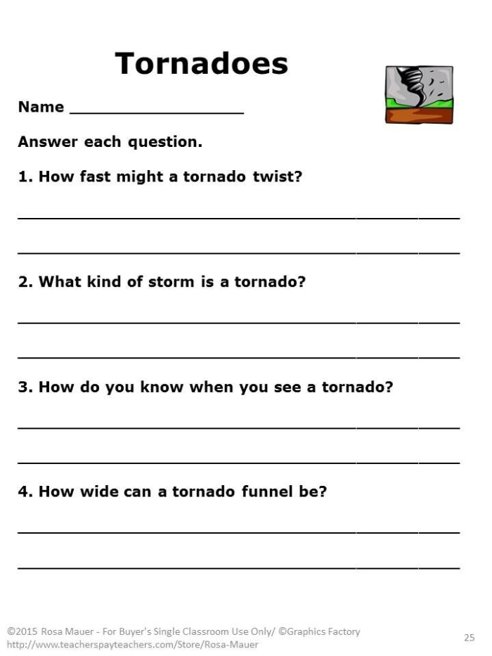 Fifth grade students exploring tornado science with an engaging worksheet